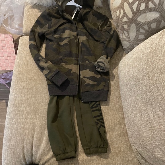 Vs Pink hoodie and pants set khaki and military - Picture 2 of 9